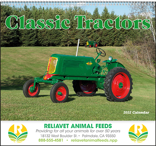 Classic Tractor Spiral Bound Wall Calendar for 2022